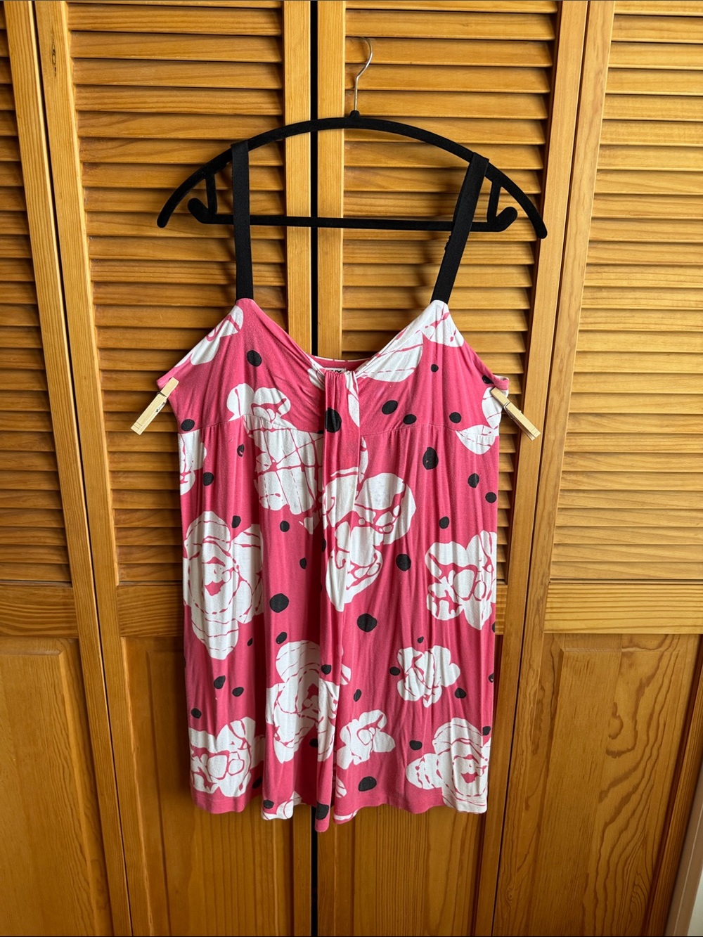 DKNY Pink Floral Chemise with Black Straps